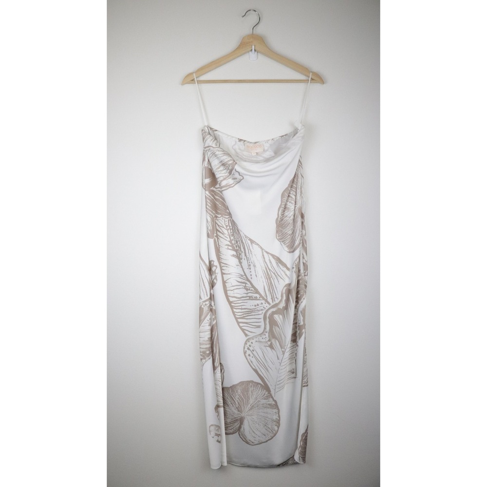 NWT Rococo Sand Ines Maxi Long Skirt Medium Light Brown White Tropical Leaf - Picture 2 of 13